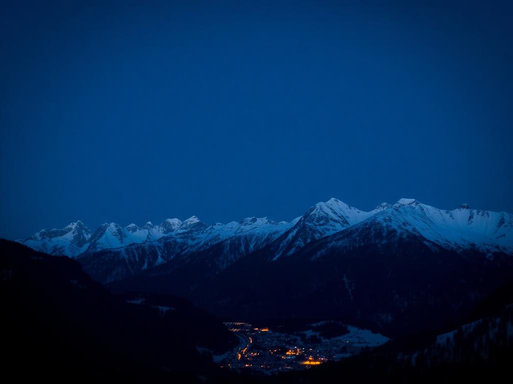 Sommets enneigés des Alpes au crépuscule